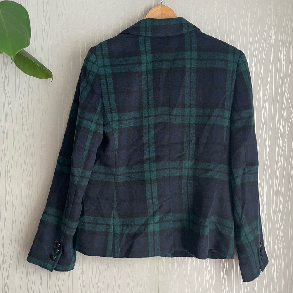 Talbots Green Tartan Plaid Wool Blend Blazer 12 Petite - Picture 9 of 11